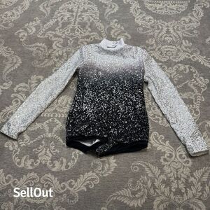 Weissman Women's Ombre Sequin Dance Costume Long Sleeve Open Back